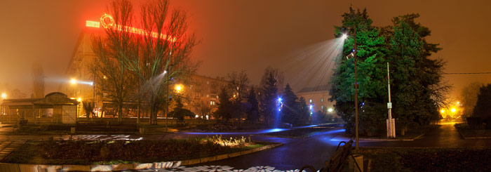 световое оформление парка Победы фото
